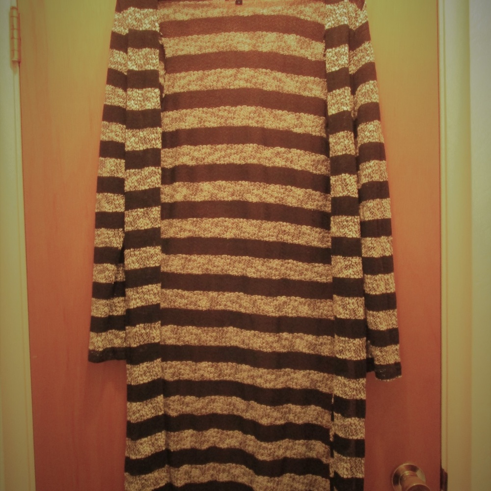 Long striped goth sweater/coverup NWOT
